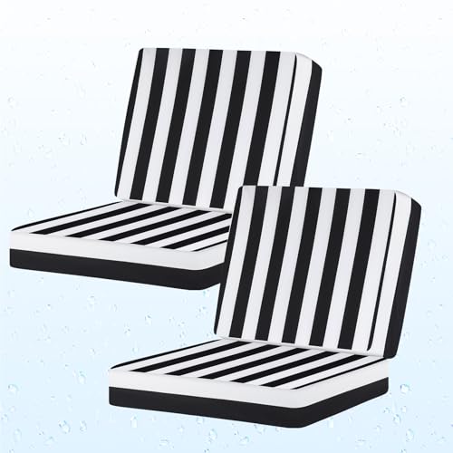 Image of Deep Seat Patio Cushions Set of 2, 24x24 Inch Waterproof & Fade Resistant Outdoor Chair Cushions, Thick Padded Replacement Sofa Cushions for Garden Yard Furniture