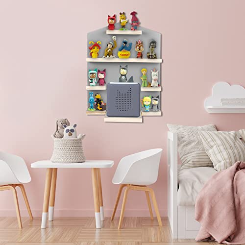 Shudyear Toniebox Shelf with Space for 24 Tonie Figures, Tonie Box Magnetic Wall Shelf for Children to Play and Collect (House, Gray) - Image 2