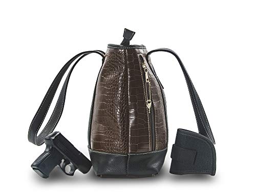Goson Premium Crocodile Embossed PU Faux Leather Concealed Carry Purse Tote3