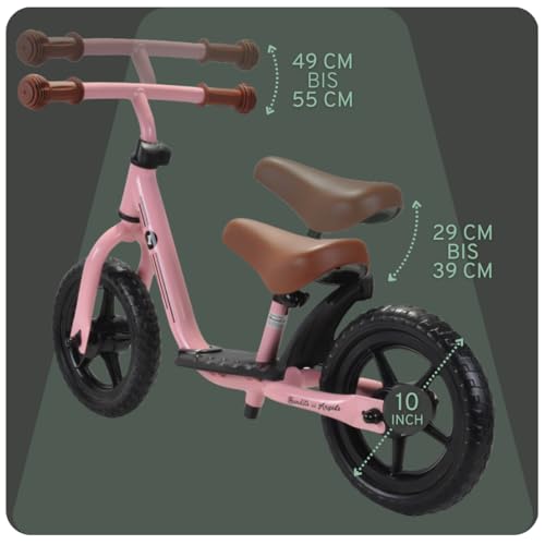 Bandits & Angels Laufrad aus Metall mit Weidenkorb ab 2 Jahren – Lauflernrad – Verstellbarer Sattel 29 bis 39 cm – für Jungen und Mädchen – niedriger Einstieg mit Trittbrett – Bild 4