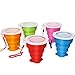 UPERFECT 5 Pack Silicone Collapsible Drinking Cup Set 5 Pack Foldable Expandable Travel Cups Travel Mug with Lid for Camping Hiking Trip