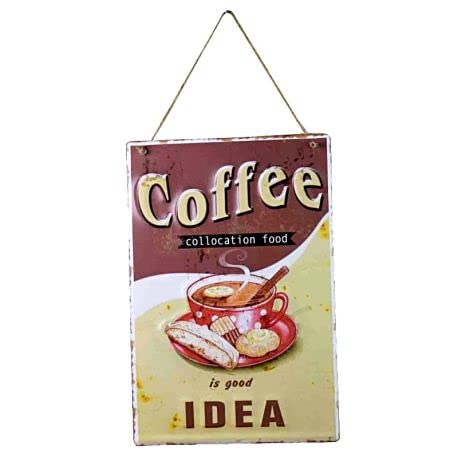 Plaque vintage café Monde Féérique souvenir bistrot decoration 30x40