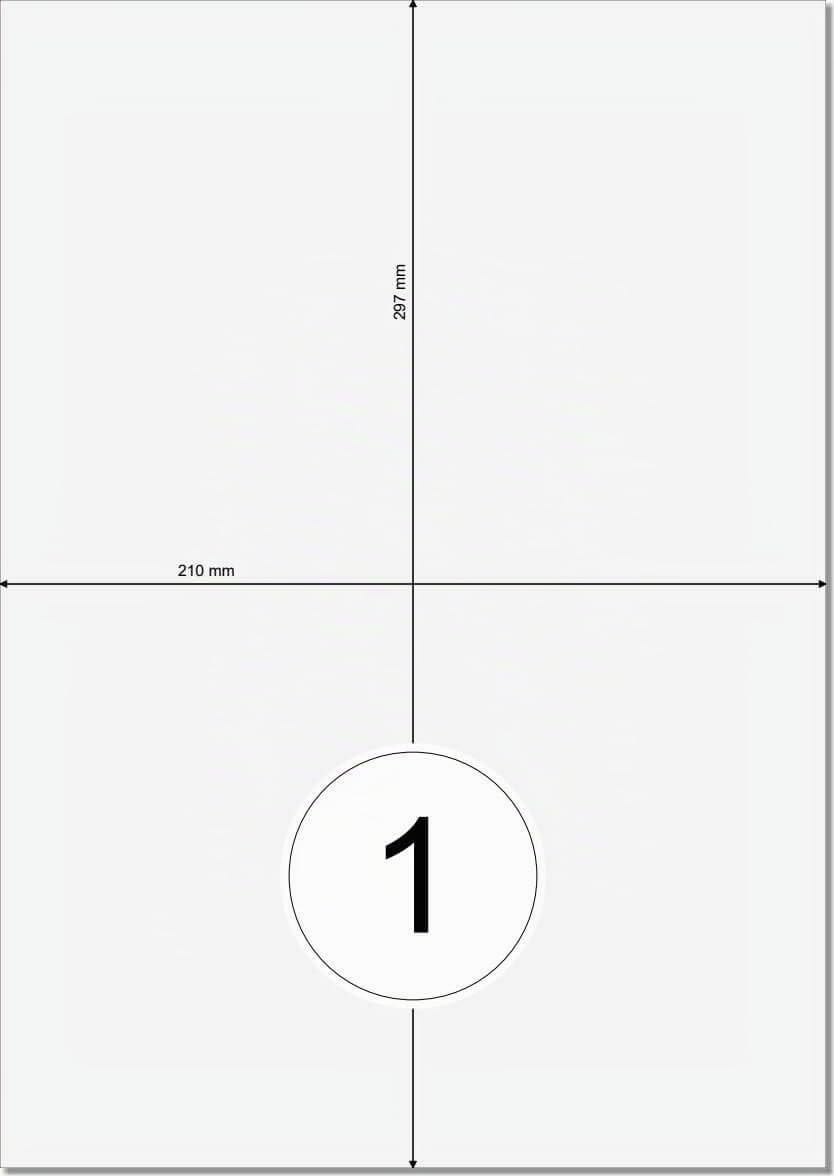 Universal Etiketten 210 x 297 mm weiß selbstklebend bedruckbar - DIN A4 Bogen à 1x1 210x297 Papier Labels/Haftetiketten - 3478 6119 4631 Klebeetiketten (500)