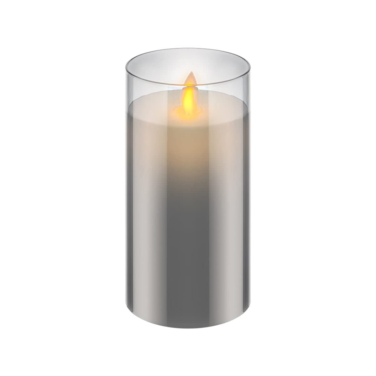 goobay 60372 LED Real Wax Candle in Glass / 15 cm High/Flameless Candles with Moving Flame/Battery Operated Candles/LED Table Decoration/LED Candles with Timer