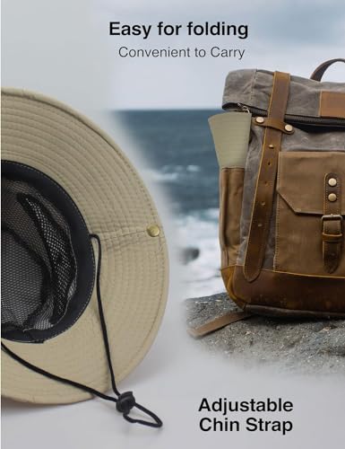 Image of Sun Hat for Men, Wide Brim Summer Protection Cap, Round Cap for Men, Beach Fishing Hat for Hiking, Fishing, Gardning, Travel