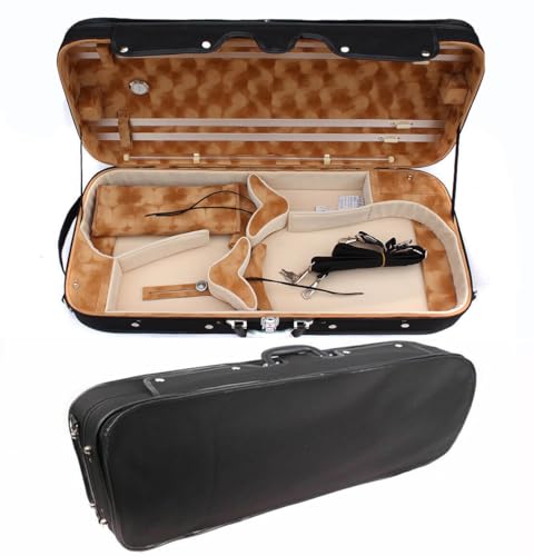 Vetimobato Adjustable Double Violin Case Hold 2 Violins or 1 Violin & 1 Viola with 4 Bow Holders and Back Strap