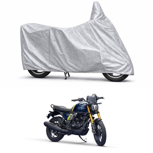 Image of 100% Waterproof Two Wheeler Body Cover Multi Layered Fabric Designed for TVS Ronin | Belt Buckle Lock | Silver Mag