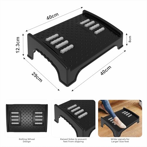 Image of Techhark Footrest 2pcs Combo for office chair with Massager Texture and Roller leg feet resting stool foot rest Under Desk table for office home foot rester for at Work from home office