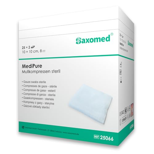 Sterile Kompressen 10x10 cm – 50 Stück Mullkompressen 8-lagig...