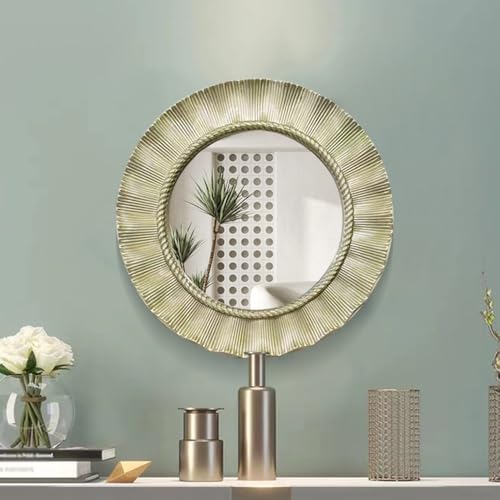 Miroir de salon moderne rond 85cm couleur champagne - 3