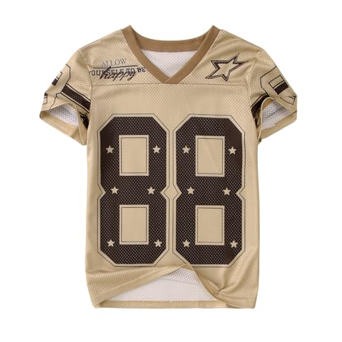 Image of Girls Boy Jersey Shirt Y2k Baggy Shirt 88 Graphic Tshirt V Neck Outfit Kids Oversized Short Sleeve Summer Tee Top