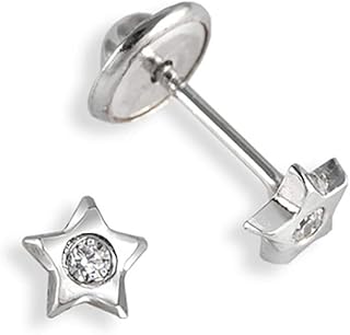 Turmalina - Pendientes bebe niña estrella de Plata de Ley 925, pendientes de tamaño de 6,5 mm, de la marca de joyería Turmalina by Martina