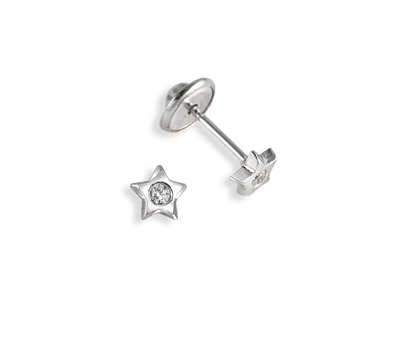Turmalina by martinaTurmalina - Pendientes bebe niña estrella circonita de Plata de Ley 925, pendientes con piedra, tamaño de 4 mm, de la marca de joyería Turmalina by Martina