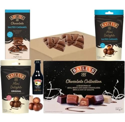 Baileys Chocolate Hamper - Includes Chocolate Collection Box Salted Caramel Bar Pouch & Original Irish Cream- Christmas Valentines Day Mothers Day
