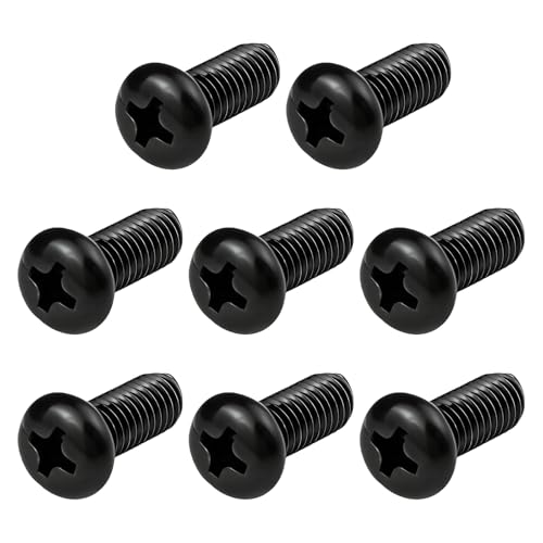 AMZAUTO Black License Plate Screws M5-0.8 x 12mm Stainless Steel Phillips Pan Head Machine Bolts Black Zinc Coated 8 Pack Anti-Rust for Model 3 Model Y BMW 3 Series 5 Series Car Front Rear