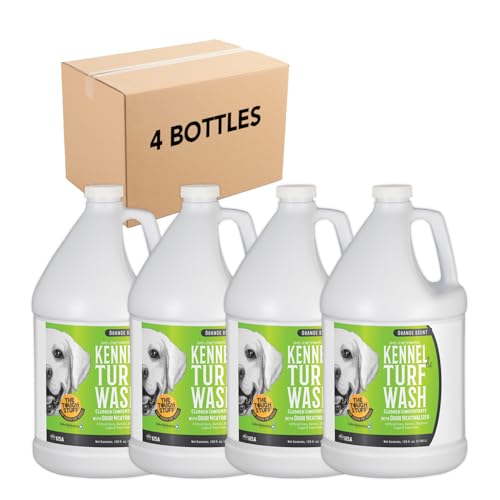 Arkwright Tough Stuff Kennel and Turf Wash - (Case of 4) All-Purpose Cleaner Concentrate, Instantly Removes Pet Odors, Hose Attachment for Dilution, Safe for Pets & Turf, 1 Gallon Refills