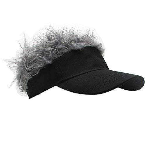 Flair Hair Visor Sun Cap Wig Peaked Adjustable Baseball Hat with Spiked Hairs