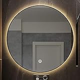 MODERN & STILVOLL: Schwarz / Gold. Dieser klassische Metallrahmen-Kreisspiegel aus schlankem Metallrahmen und ergänzt durch LED-Leuchten mit modernem Design bietet Ihnen ein einzigartiges Gefühl für moderne Zeiten und Einfachheit und passt in Ihre Haus- oder Hotelsuiten in Bad und Schlafzimmer.