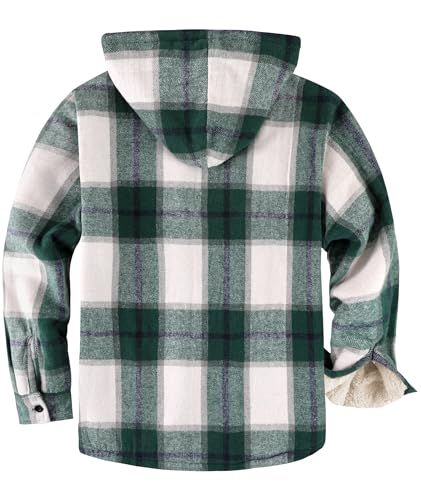 Image of Mens Plaid Hoodies Winter Zip Up Fleece Jacket Sherpa Fleece Lined Warm Flannel Jacket Coat