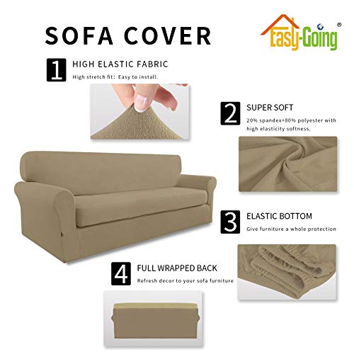 Image of Easy-Going 2 Pieces Stretch Couch Sofa Slipcover Washable