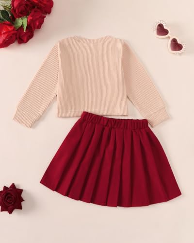 Image of Renotemy Toddler Girls Outfits Winter Little Girl Clothes Skirt Set 18M-6Y