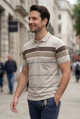 Image of GODFREY Half Cotton Polo T Shirt for Man with Pocket - Regular Fit Mens Collar Tshirt