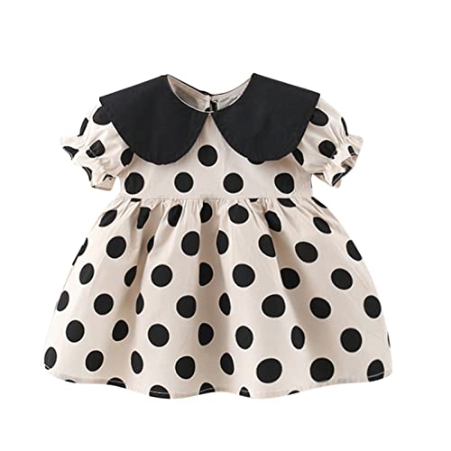 Cute Baby Girls Polka Dot Print Dress Short Sleeve Birthday Princess Dresses Infant Toddler Kids (Black, 6-12 Months) #TOP13
