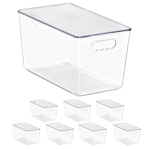 Image of Sorbus Clear Storage Bins with Lids, 8 Pack X-Large Organization Bins with Handles – Clear Stackable Storage Containers for Storage, Pantry, Fridge, Cabinet, Closet & Kitchen Organization – BPA-Free