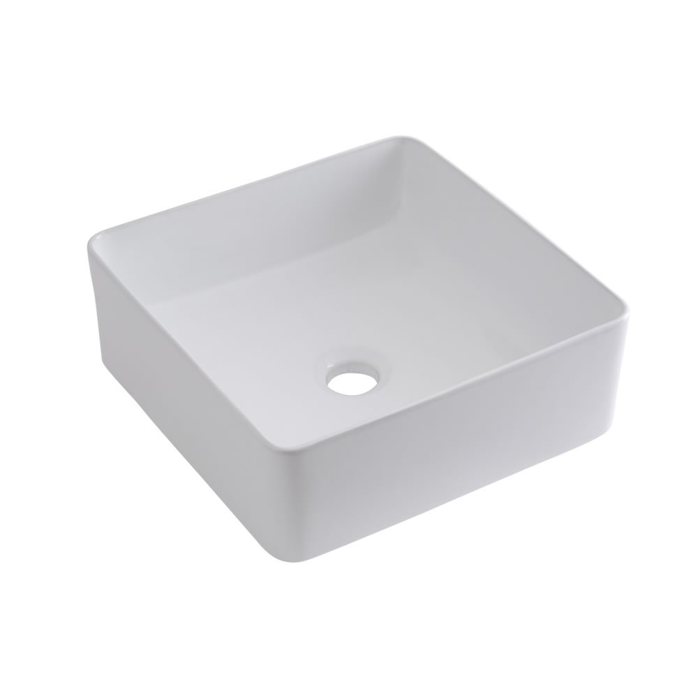 Milano White Rivington Ceramic Countertop Bathroom Basin Sink - 370Mm X 370Mm