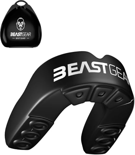 ﻿Beast Gear Protector Bucal Boxeo, Rugby, Futbol Americano, Hockey, MMA y Karate   Accesorios Profesionales para Protección de la Boca y los Dientes