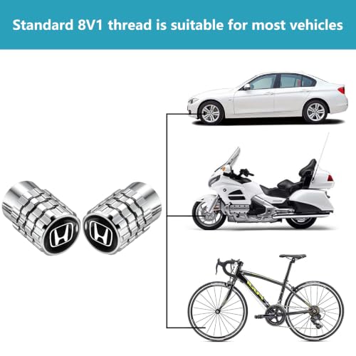 Image of Tire Valve Stem Caps for Honda Series Metal Car Wheel Air caps Auto Valve Stem Caps Accessories 4 Pcs Silver