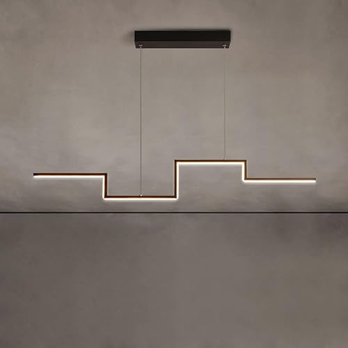Miniatura 5 de Hanging Ceiling Lights Over Dining Table, Linear LED Restaurant Kitchen Island Lighting Chandelier, 3000K-6000K Tri-Color Variable Pendant Light
