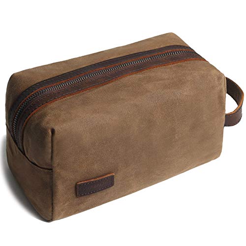 SOAEON Toiletry Bag for Men Canvas Dopp kit Shaving bag - Overnight bag Hanging Leather Travel Size Toiletries