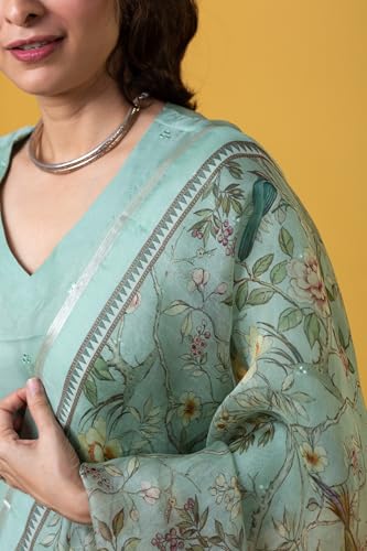 Image of Yashika Women Viscose Chanderi Fabric Straight Kurta, Pant and Dupatta Set | Kurta Set for Women