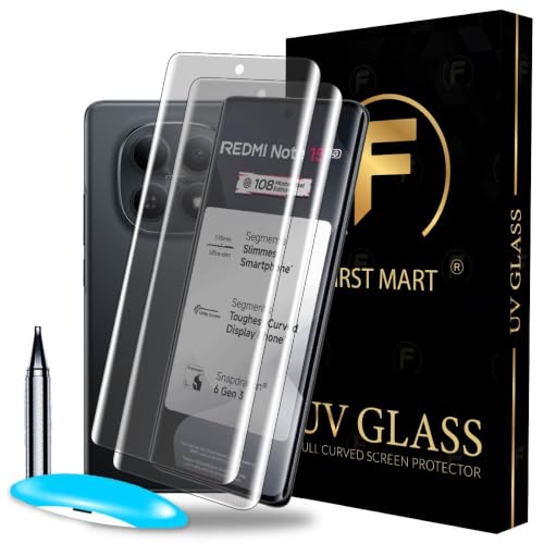 Image of FIRST MART Matte UV Tempered Glass for Redmi Note 15, 2 Pack | Anti-Glare Curved Screen Protector, 9H Scratch Resistant, Fingerprint Compatible, Case-Friendly