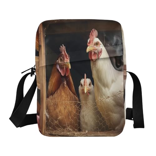 messenger bag cute mens shoulder bags crossbody Shoulder Handbags Adjustable Strap for Outdoor Daily Outdoor Daily- A Chicken Coop with Hens and Roosters