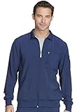 Cherokee Infinity Mens Zip Front Warm-Up Scrub Jacket, Modern Fit, 5 Pockets, Rib-Knit Panels Moisture Wicking - CK305A, S, Navy