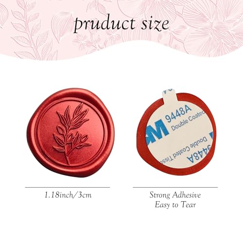 50 Pcs Red Wax Seal Stickers Self- Adhesive Wedding Invitation Seal Stickers, Perfect for Invitation Cards, Envelopes Christmas Cards, Gift Wrapping, Party Menu Decor