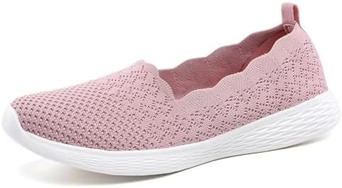 Puxowe Women’s Slip on Flat Loafers Lightweight Low-Top Knit Shoes