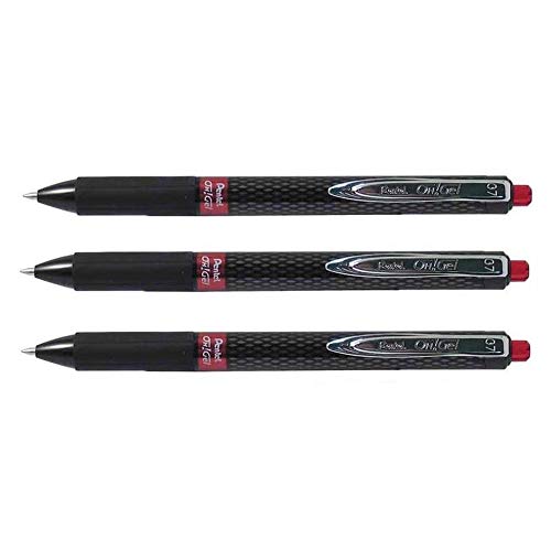 Stylos roller rouge PENTEL OH Gel pointe fine lot de 3 pour ecriture fluide