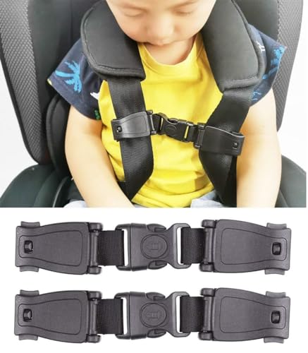2 Pack Baby Car Safety Seat Strap Clip, Chest Harness Clip Anti-Slip Baby Chest Clip Guard Compatible with Seats, Strollers, High Chairs, Schoolbags, Max. for 1.5 inch Width Harness (Black Set of 2)
