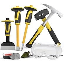 INCLY 8PCS Geology Rock Pick Equipment Kit, 3lb Sledge & 32oz Rock Hammer with 3PCS Concrete Chisel, Safety Goggles, Jewelers Loupe, Rock Hounding Equipment for Splitting, GoldMining, Stone Breaking