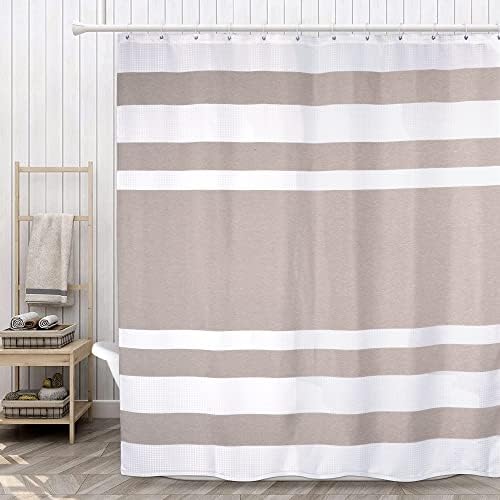 MILLSAWAY Waffle Shower Curtain Pieced Polyester Fabric Bathroom Decorations 180*180cm, Brown