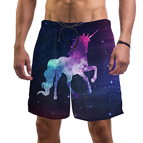 Maillot de bain homme short de plage ciel étoilé licorne taille S pour le surf
