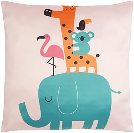 Homeway 45x45cm Cushion Covers Case for Kids children's Room and Home Decors Fox, Penguin, Unicorn, Elephant, Giraffe (18inches x 18 Inches)) (Beige Sunshine)