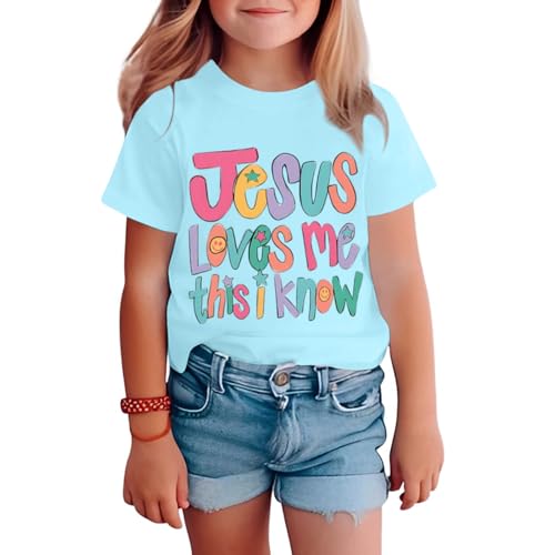 Image of BINTEHGS Jesus Shirts for Kids Christian Graphic Tees for Girls Religious God Tshirts Inspirational Bible Verse Cute T-Shirts