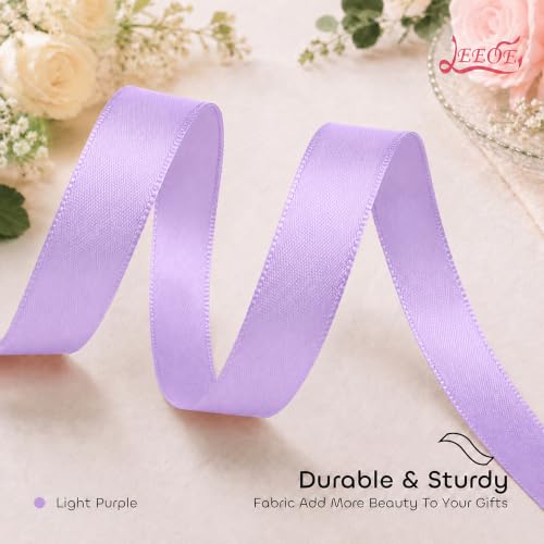 Image of Double Face Light Purple Satin Ribbon 5 /8 inch X 50 Yards Polyester Light Purple Ribbon for Gift Wrapping Very Suitable for Weddings Party Invitation Decorations and More