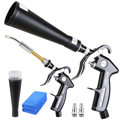 Tornado Dry Cleaning Gun Tornado Car Cleaning Gun Tornado Dry Air Blow Gun with 2 Nozzles + 2 American Connectors + 2 Microfiber Towels, Durable Metal Body, Anti-Drop, for Car Interior Cleaning