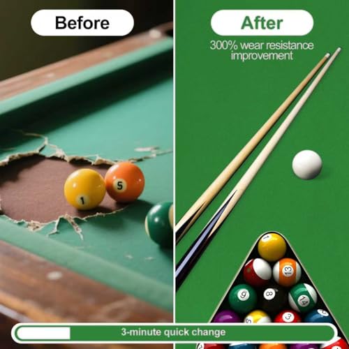 STRONGBERRY Pre-Cut Pool Table Felt Replacement Kit - 8ft Billiard Cloth w/Gloves, Strips & Tools, Felt for Pool Tables (Green) - Thumbnail 4