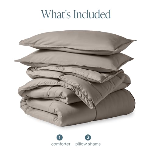 Image of Bare Home Comforter Set - King /California King Size - Ultra-Soft - Goose Down Alternative - Premium 1800 Series - All Season Warmth (King /Cal King, Khaki)